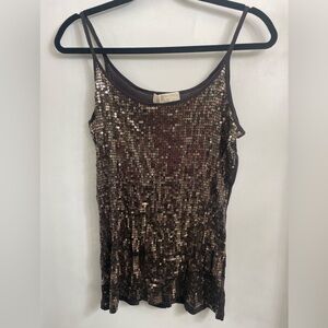 Michael Kors Brown Spaghetti Strap Sequin Tank Sz(M)